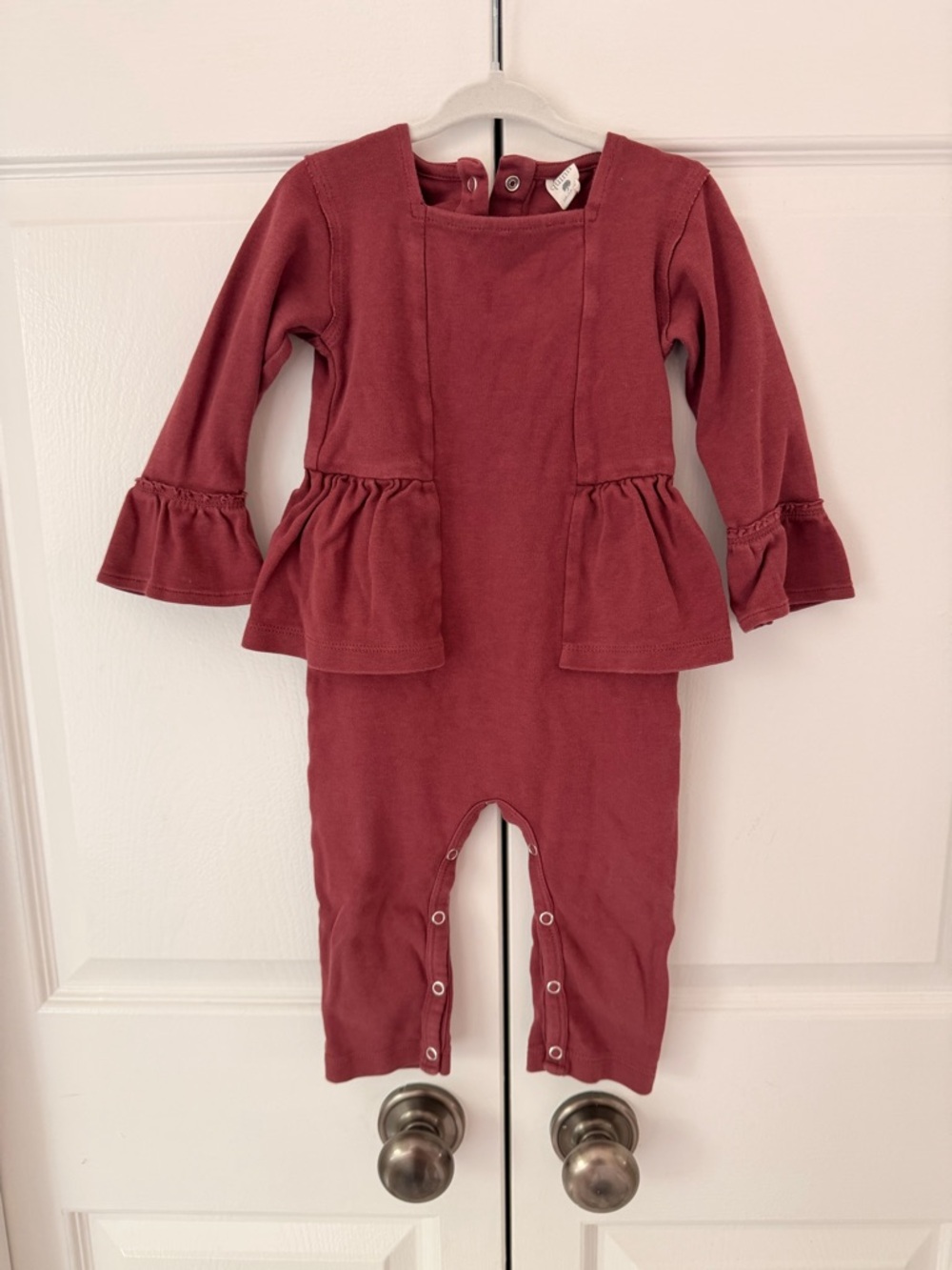 kate quinn Mauve Long-Sleeve Ruffle One-Piece Bodysuit